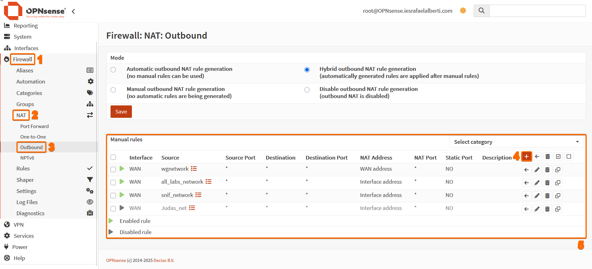 Reglas de NAT Outbound en OPNsense